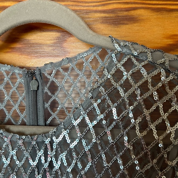 Long Sleeved Sequin Mesh Evening Gown - Picture 5 of 13